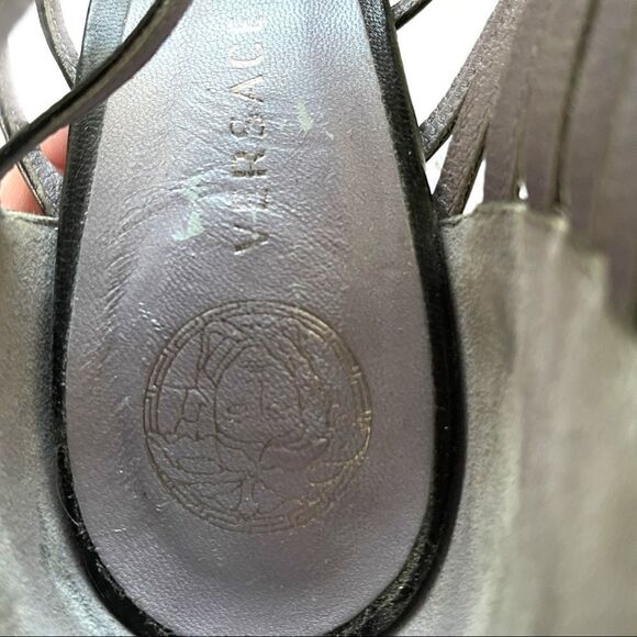 VERSACE Chain Detail Strappy Leather Ankle Booties - Picture 10 of 13